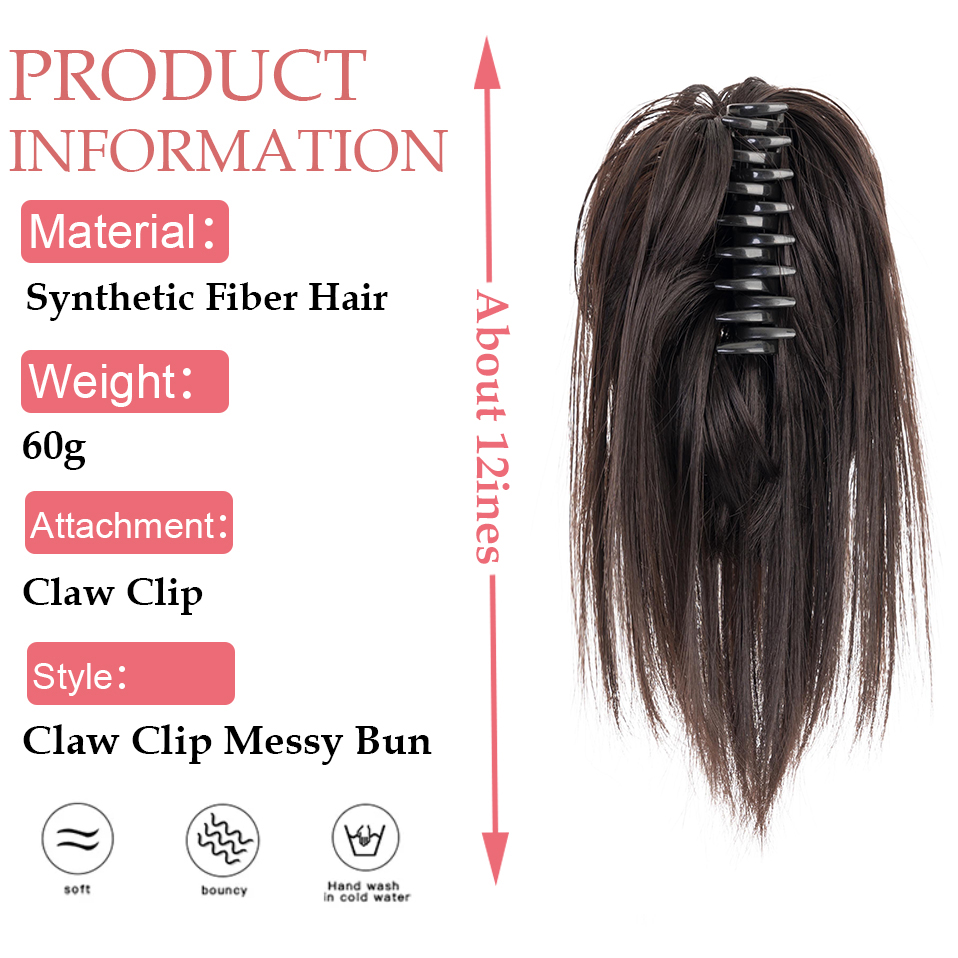 Snoilite Synthetic Straight Cl - Claw Clip Messy Bun Hair Piece recension och pris