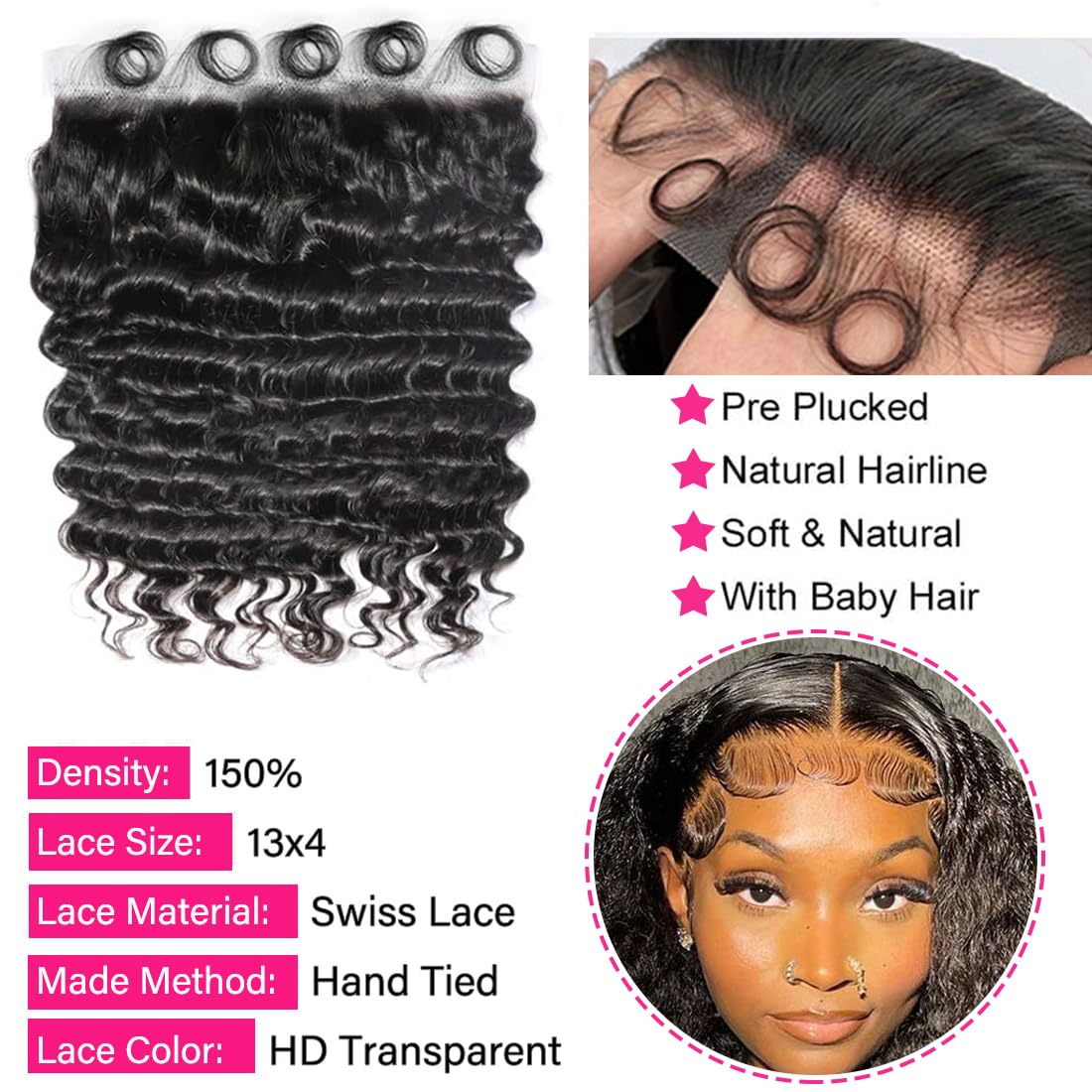 Deep Wave Bundles with Frontal - Deep Wave 3 Bundles With Closure recension och pris