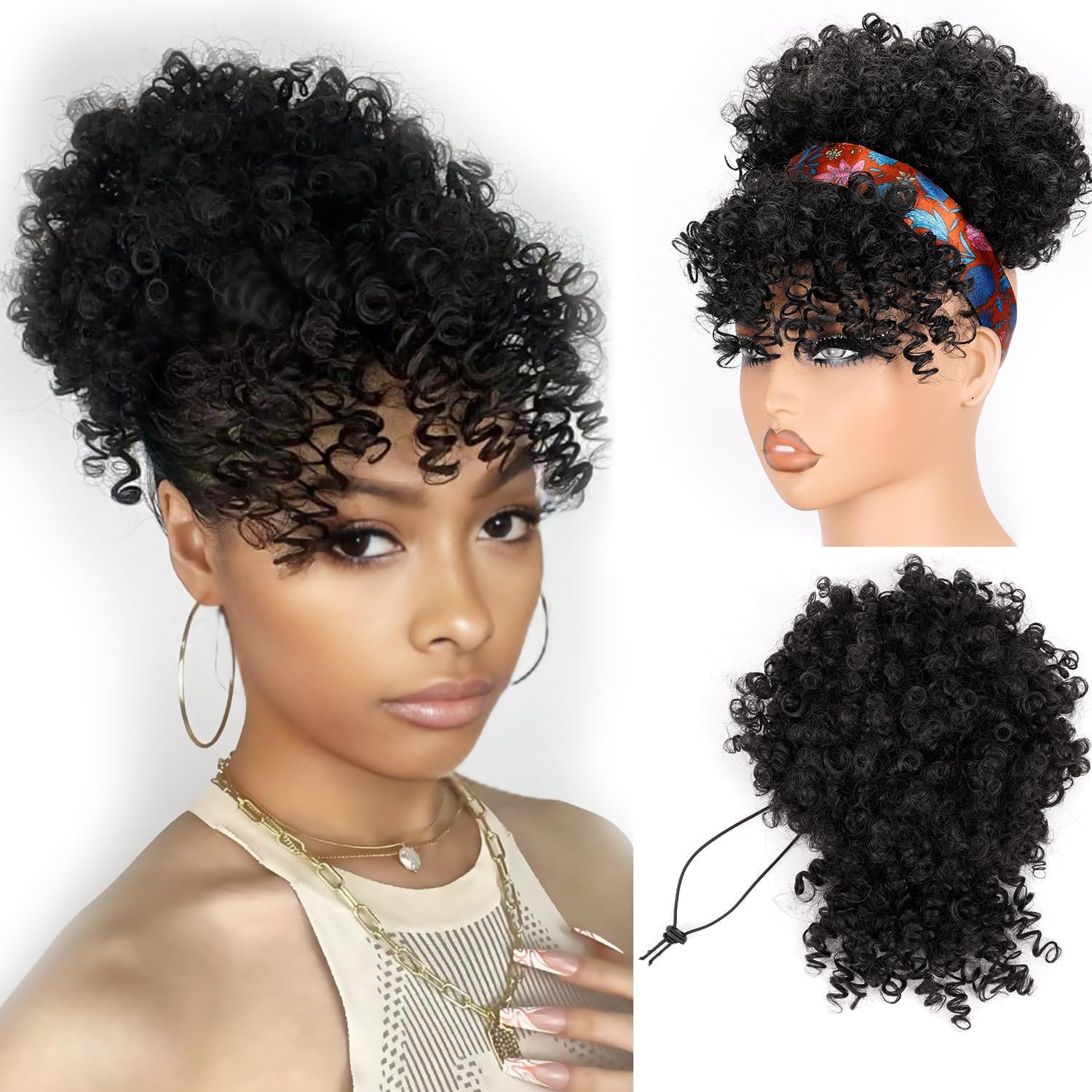 Short Drawstring Ponytail with - Drawstring Afro Curly Puff Ponytail recension och pris