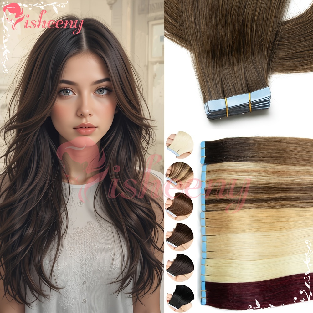 Isheeny Straight Tape In Hair  - Invisible Tape In Extensions Real Hair recension och pris