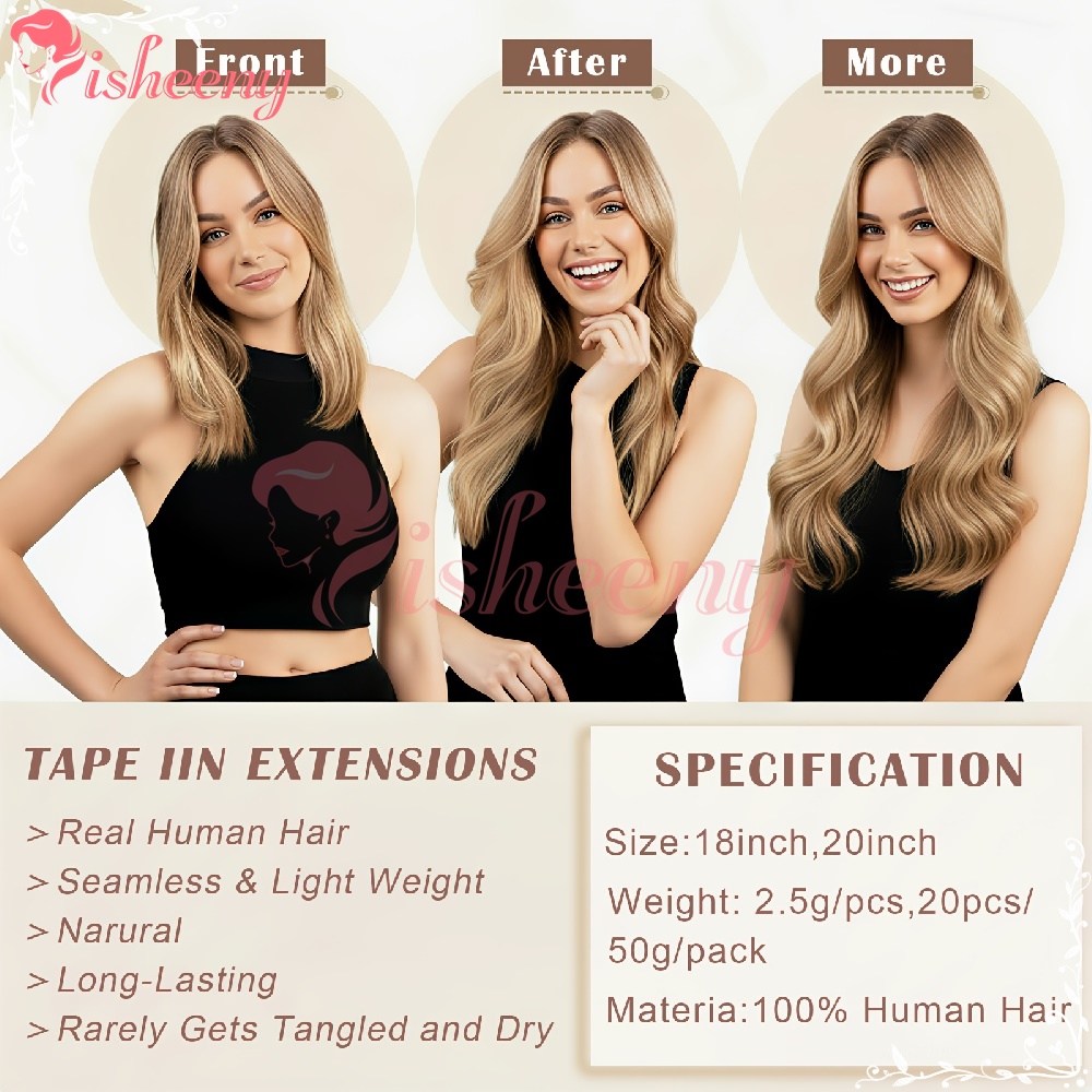 Isheeny Straight Tape In Hair  - Invisible Tape In Extensions Real Hair recension och pris