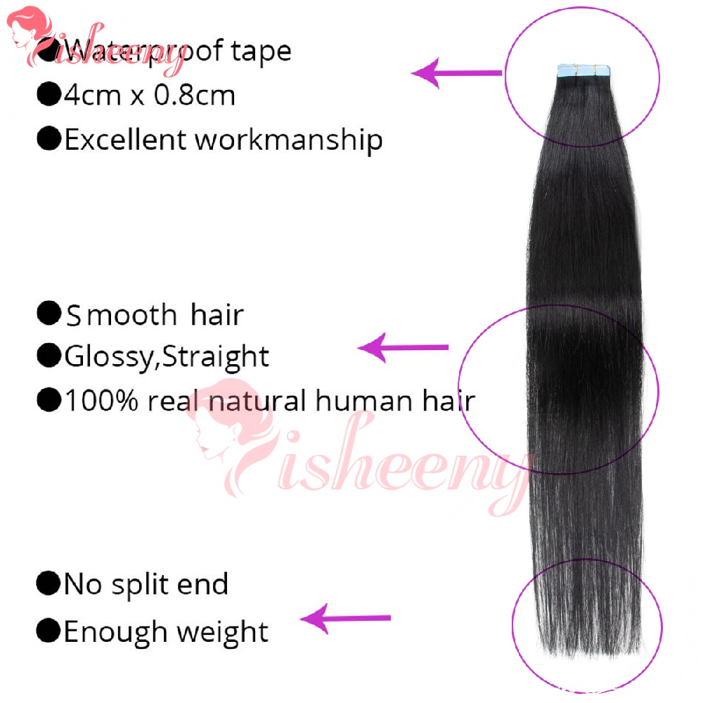 Isheeny Straight Tape In Hair  - Invisible Tape In Extensions Real Hair recension och pris