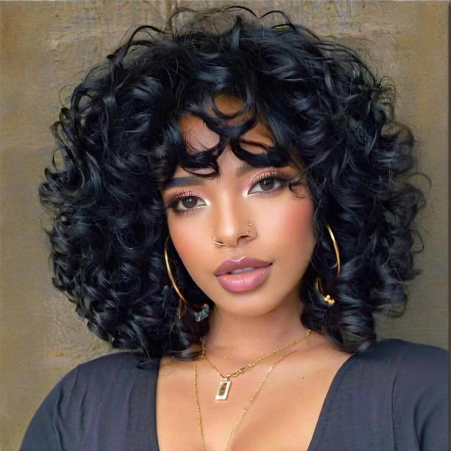 Bouncy Curly Bob Human Hair Wi - Short Pixie Cut Wig Human Hair Cheap recension och pris