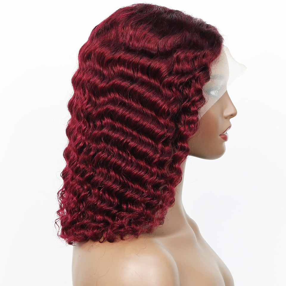 99j Burgundy Deep Bob Wig Huma - Glueless Wear And Go Human Hair Wig recension och pris