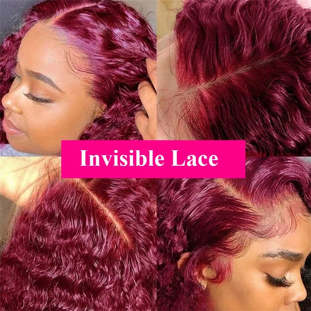 Burgundy 99J Deep Wave Short B - Glueless Wear And Go Human Hair Wig recension och pris