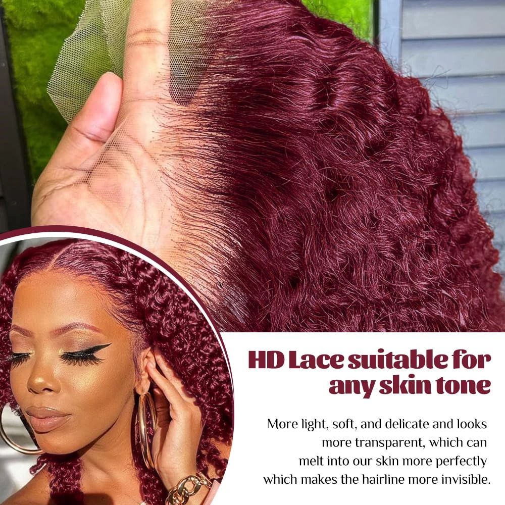 Burgundy 99J Deep Wave Short B - Glueless Wear And Go Human Hair Wig recension och pris