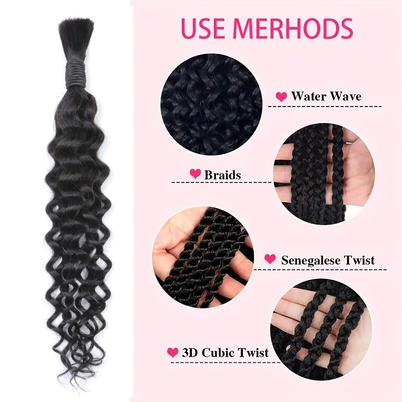 Boho Water Wave Human Hair for - Water Wave Bulk Human Hair For Braiding recension och pris