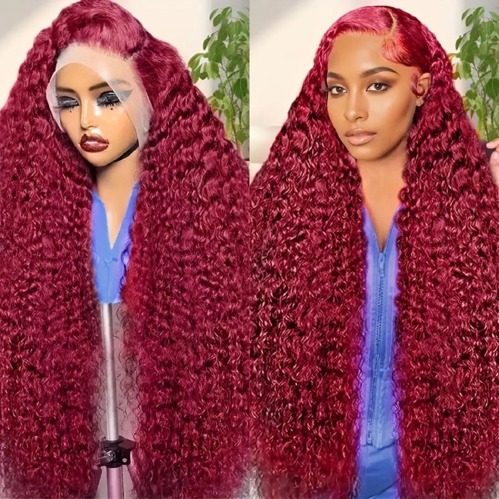 200 Density Burgundy Deep Wave - Human Hair Wigs recension och pris